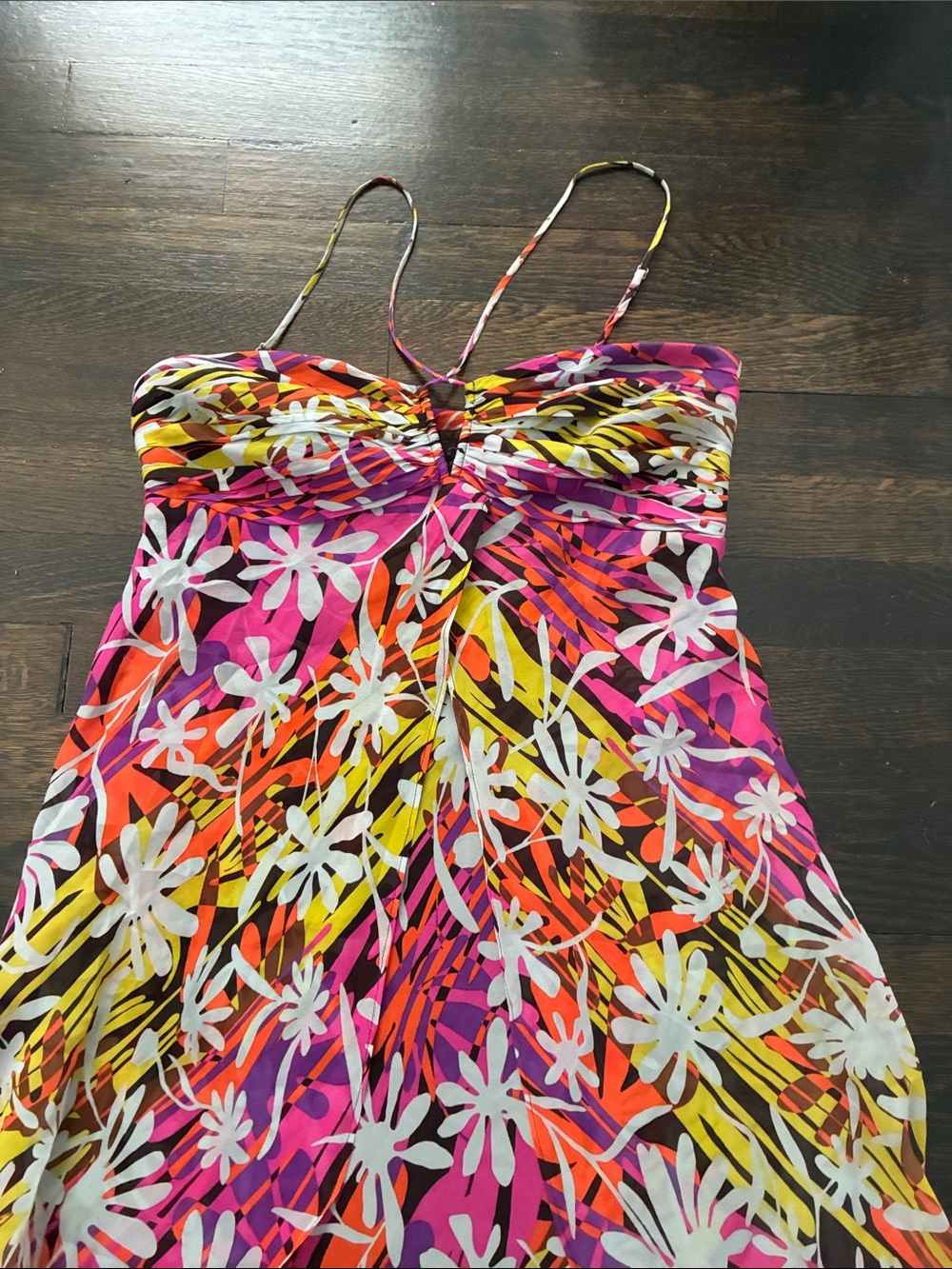 SILK BCBG MAXAZRIA Floral Spaghetti Strap Summer Dress - Picture 2 of 5